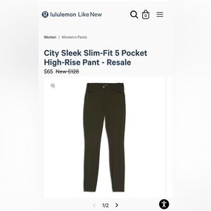 Lululemon womens pant black dress fitted slacks like; “city sleek 5 pant HR”